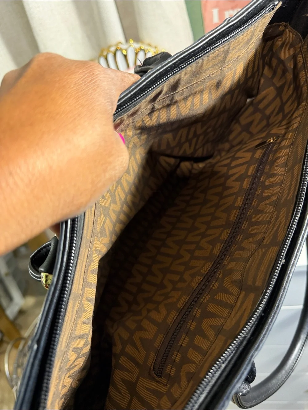 Michael Kors Black and Gray MM Logo Tote